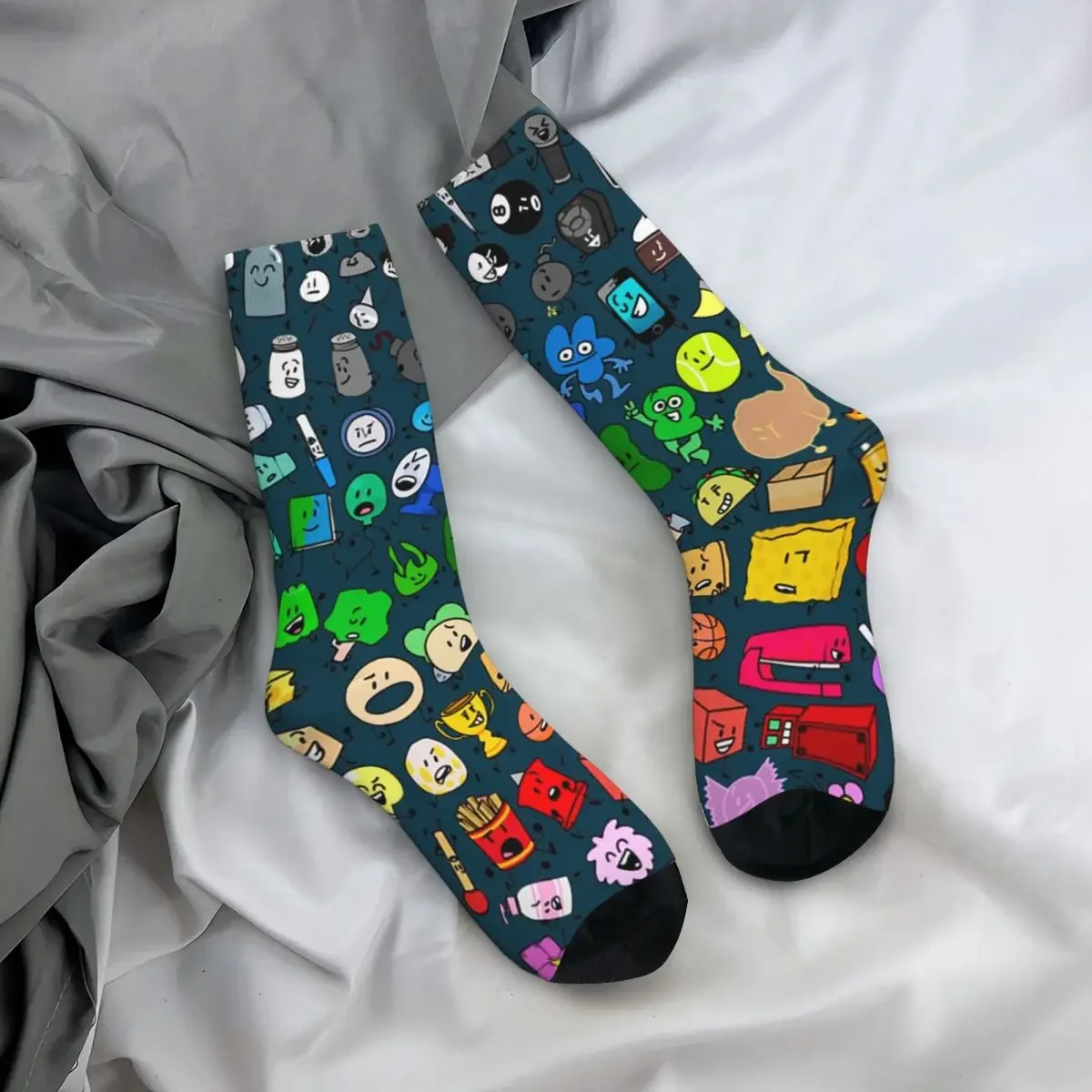 

All Seasons Crew Stockings BFDI Inanimate Insanity All Characters Transparent Socks Funny Long Socks for Valentine's Day Gifts
