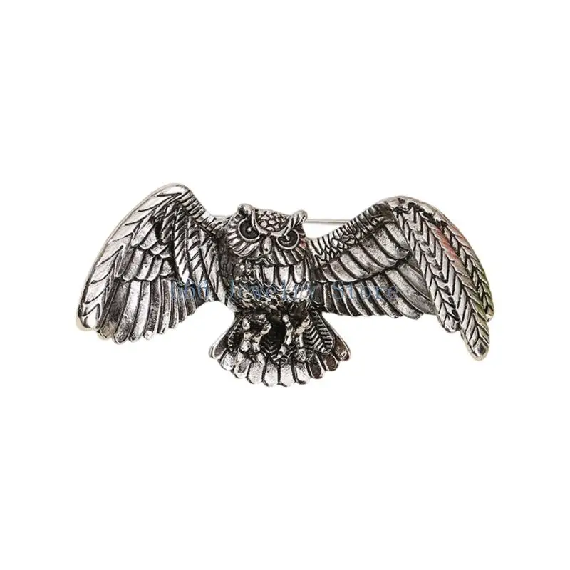 F2TD Owl Brooch Fashion Jewelry In Retro Designs Polished Alloy Base Multipurpose Decoration for Clothing Bags