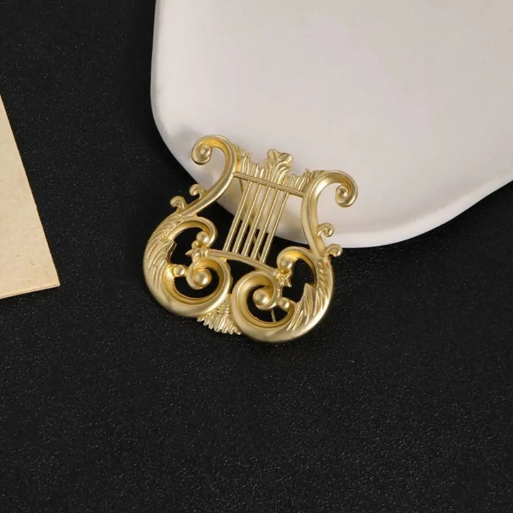 Fashion Music Instrument Eighth Note Pin Music Note Vintage Treble Clef Pins Jewelry Gold Harp Badge Backpack Decoration