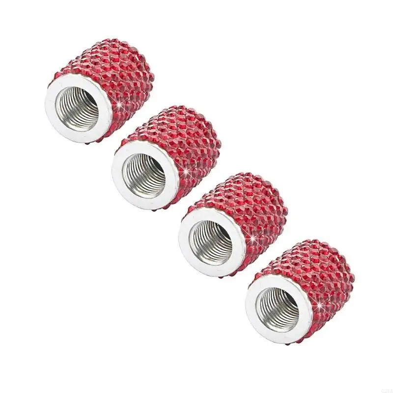   Set Of 4 Glittering Tire Valves  Caps Protects Against Dust & Water for Vehicles