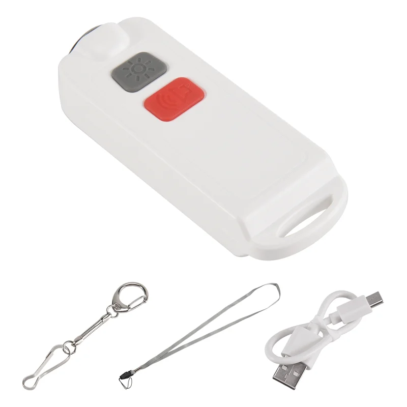 B03B-alarma personal, alarma de seguridad para mujeres con luz LED SOS, sirena de 130DB, dispositivo de sonido de llavero impermeable para niños mayores