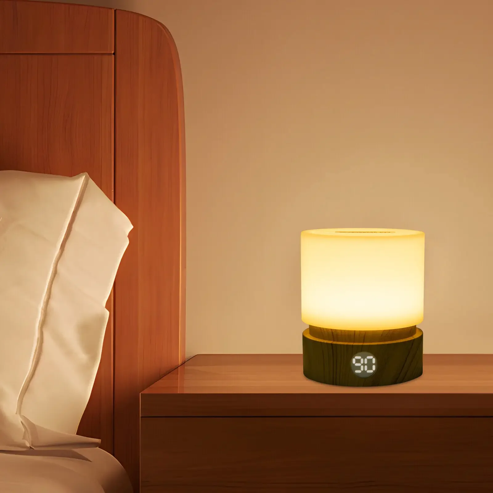 

Soft Glow LED Bedside Night Light – Cylindrical, Non-Glare Light for Relaxing Atmosphere