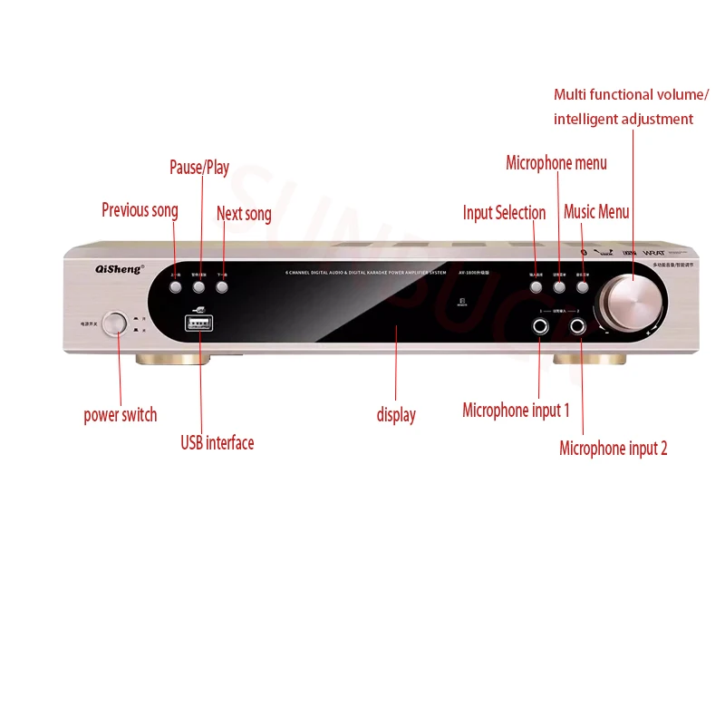 

1200W Household High-Power Dolby 5.1 Channel High-Definition Amplifier 5.0 Bluetooth Fiber Coaxial Subwoofer Amplifier Audio