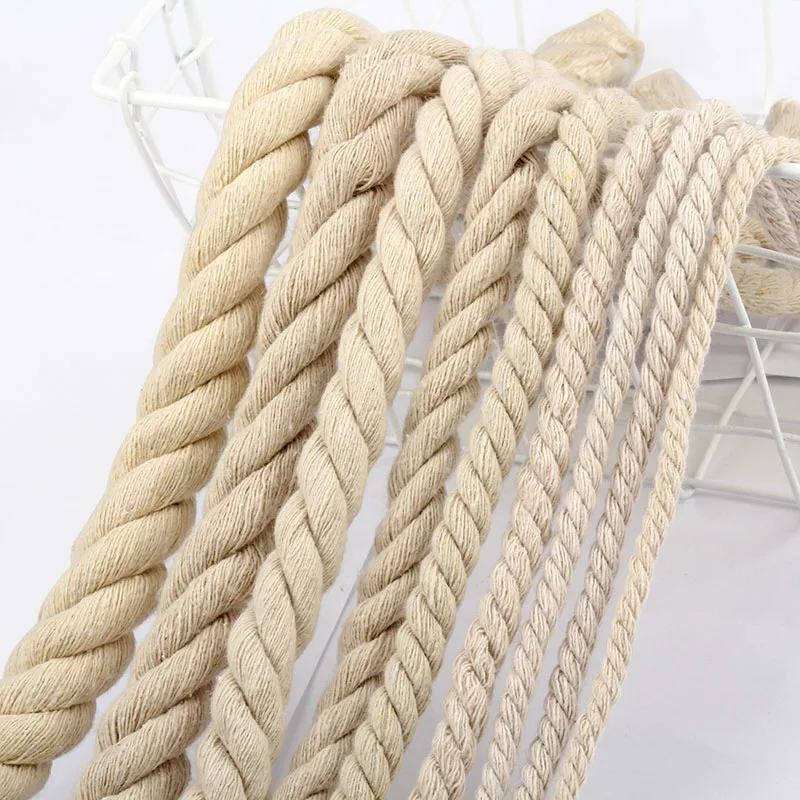 1KG Black Beige White Three Twisted Cotton Rope 5mm/6mm/7mm/8mm/9mm/10mm/12mm/15mm/20mm Handbag Home Textile Accessories