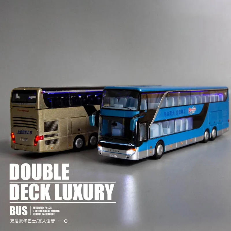 Children\'s Bus 1:32 Alloy Bus Toy Double Decker Bus Model Simulation Children\'s Car Sightseeing Bus Toy Car Gift