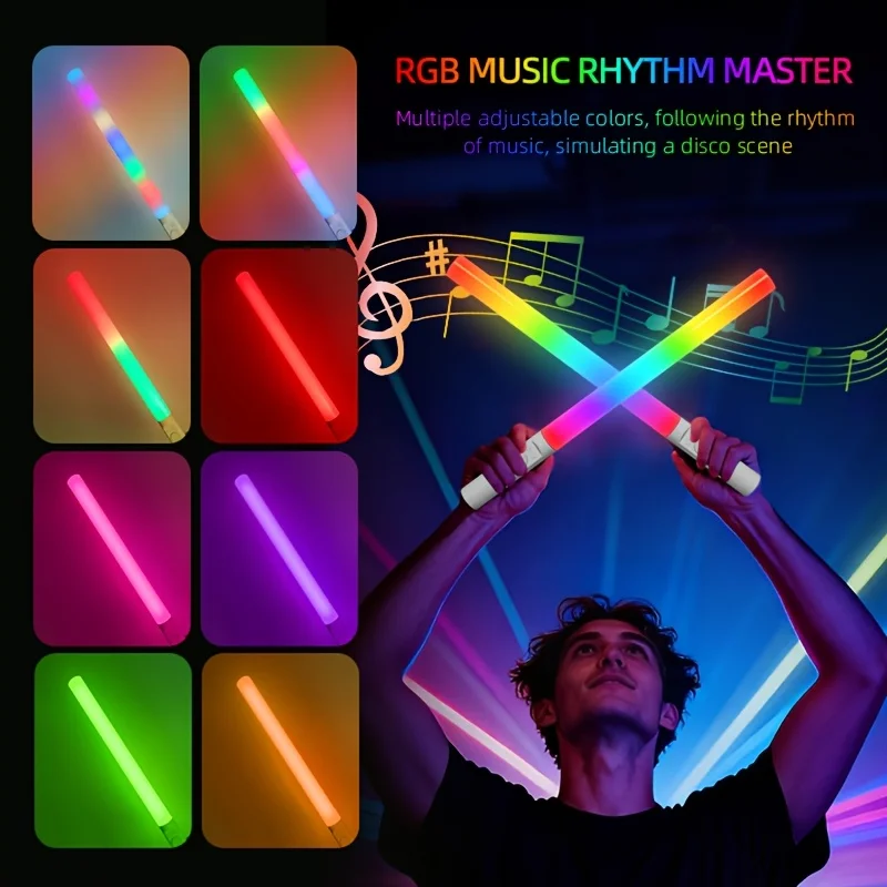 Handheld RGB LED Light Wand 360° Full Color, 1800mAh Rechargeable, 2500-6500K Dimmable, LCD Display, Music Sync Function for Pho