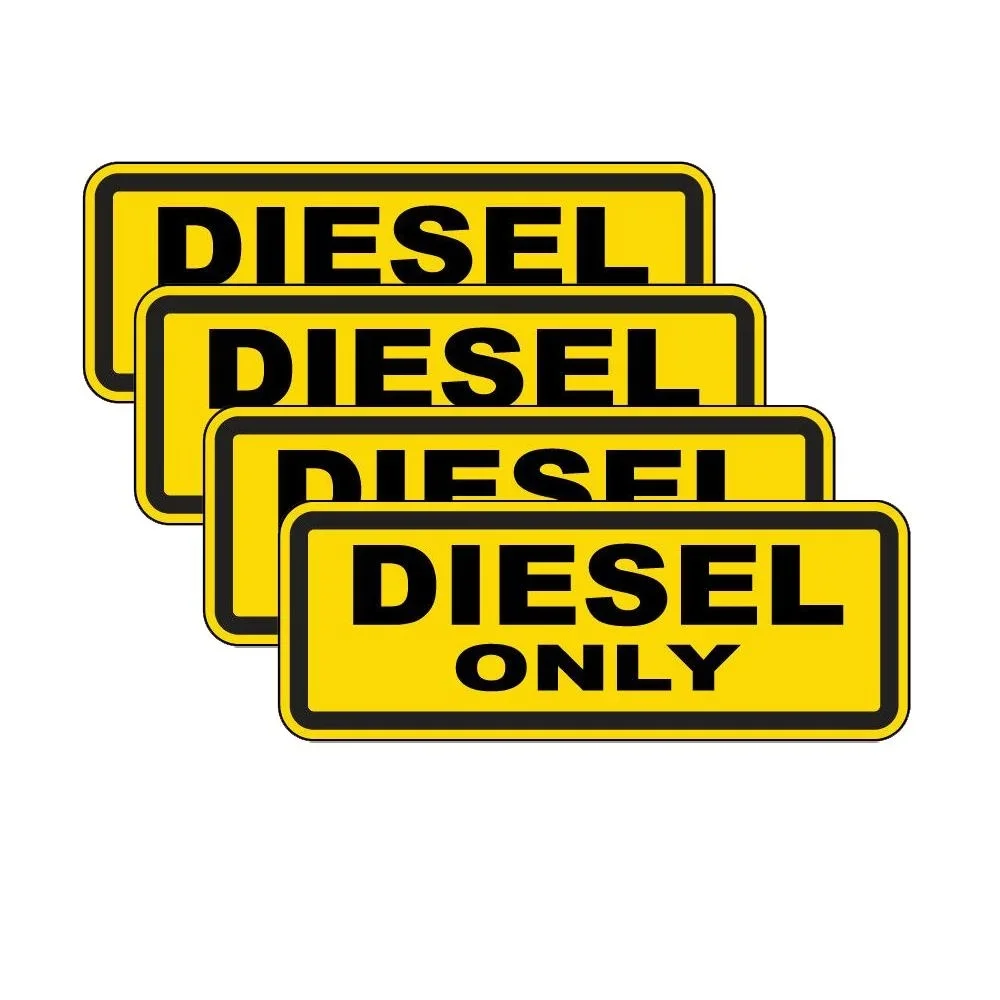 pack of 4 65mm x 25mm Diesel Only Petrol Fuel Stickers