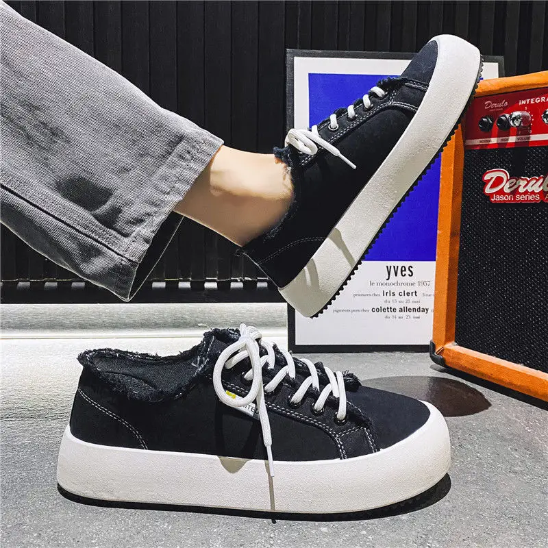 2023 New Spring Autumn Fashion Casual Men For Shoes Trend Canvas Shoes Lace-up Men Flat Shoes Lightweight Soft Walking Sneakers