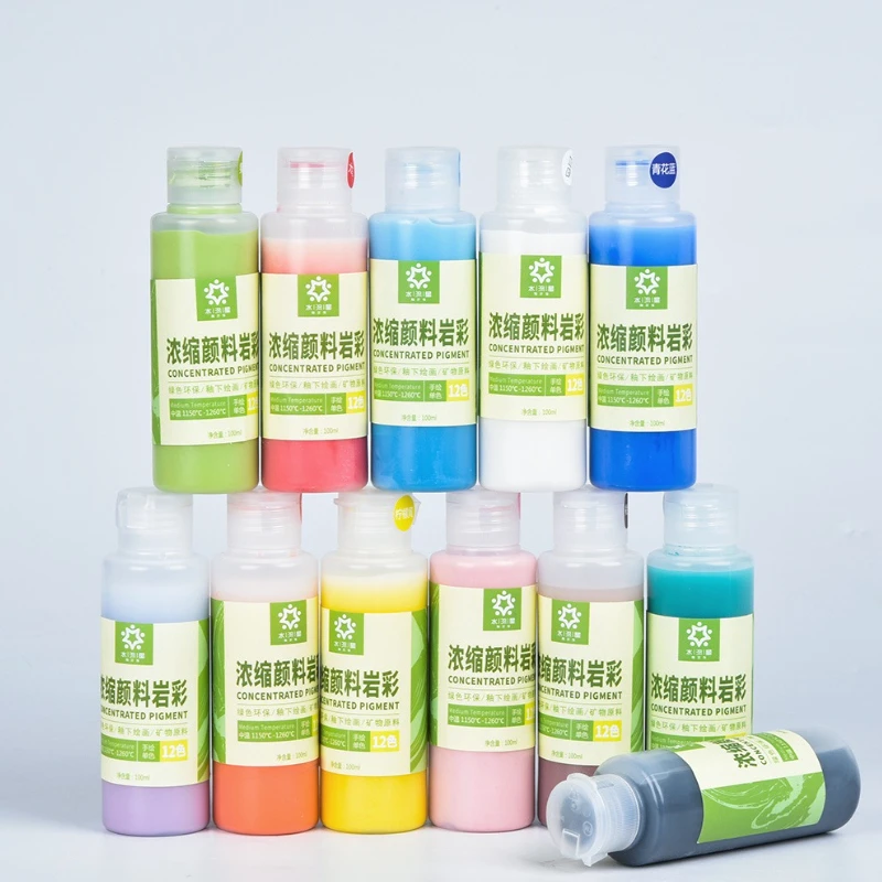 12 Color 100ml Medium Temperature Underglaze Ceramic Rock Color Pigment Pottery Painting Hand Drawn Coloring Pigment