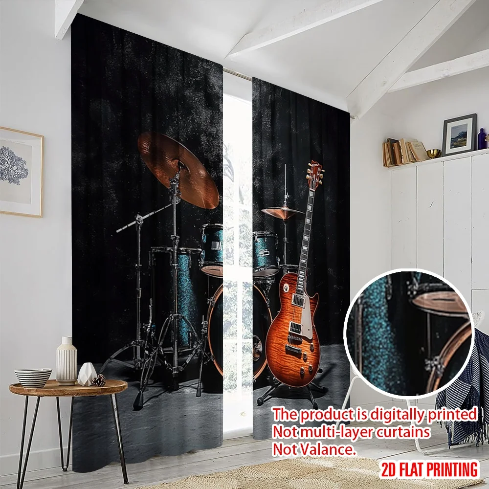 2 قطعة 2D ستارة الطباعة المسطحة أداة الغيتار طبل الفرقة البوليستر بدون كهرباء 0 استخدام لحفلات غرفة المدخل