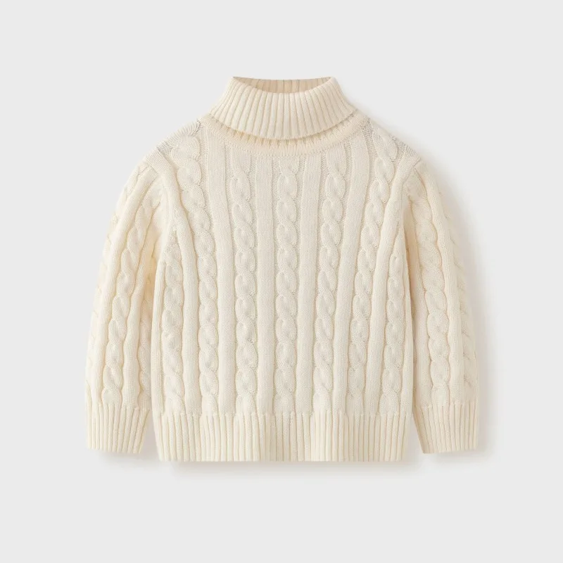 2026 Herbst Kinder Jungen Zopfmuster Rollkragenpullover Kinder Baumwolle Langarm Pullover Winter 2-12 Jahre Warme Basisschicht Strickwaren – Detail 10