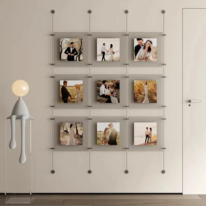 Acrylic metal pole hanging painting living room designer model exhibition hall model room publicity column cultural wall mural