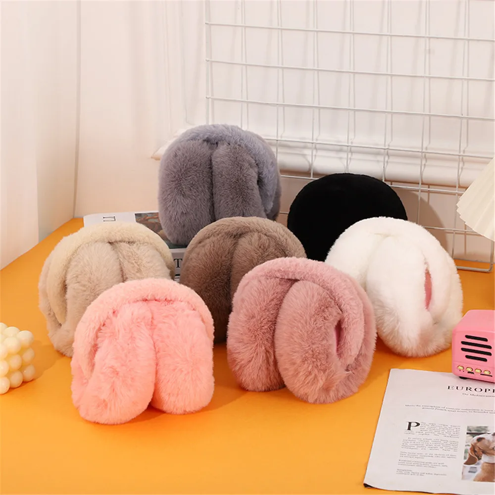 2024 Earmuffs Women\'S Winter Cute Foldable Simple Ear Cover Ear Protection Korean Version Warmth Plush Warm Anti-Freeze Eartips