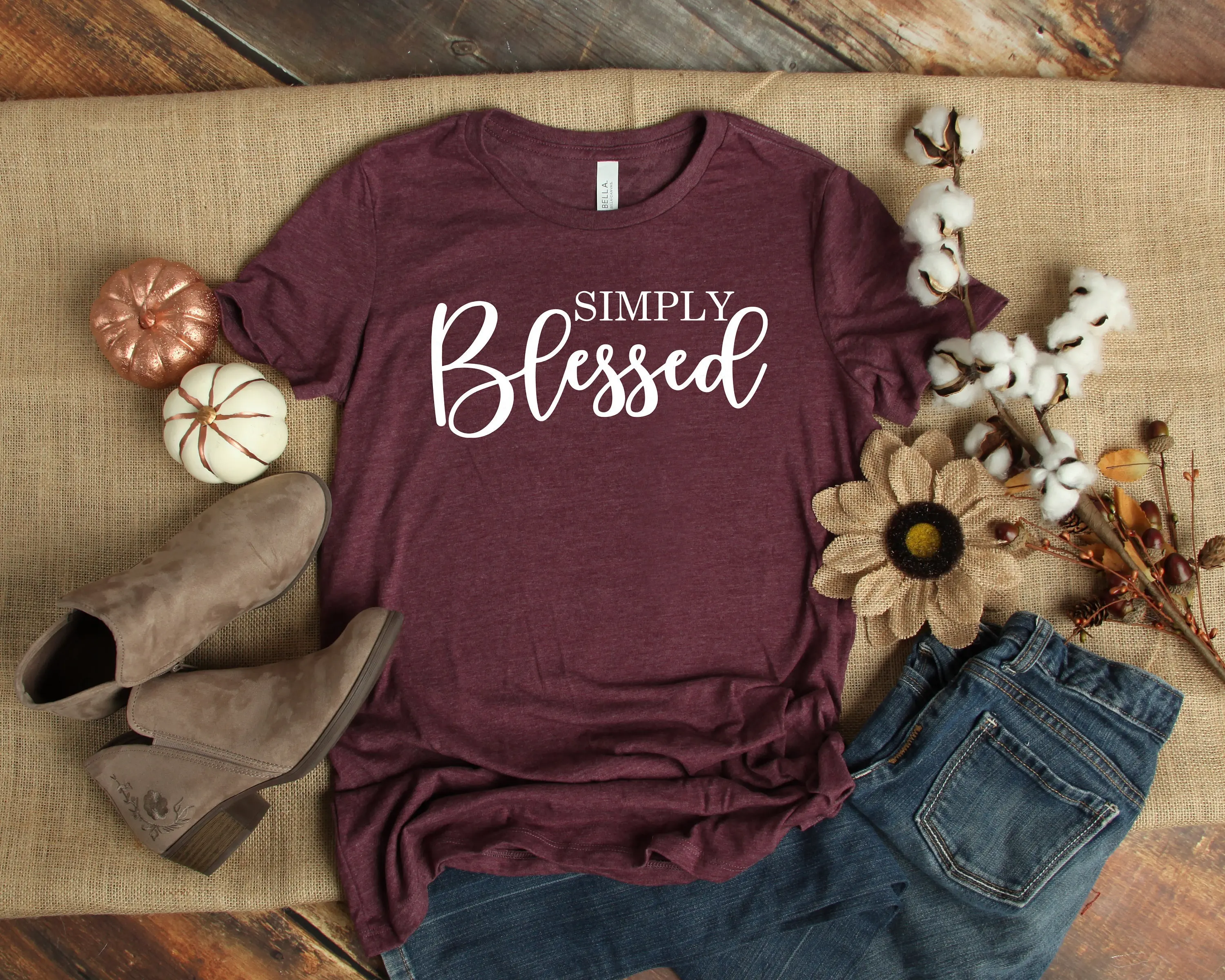 Simply Blessed T Shirt Thankgiving Cute Fall Autumn Thanksgiving Day Pumpkin Happy