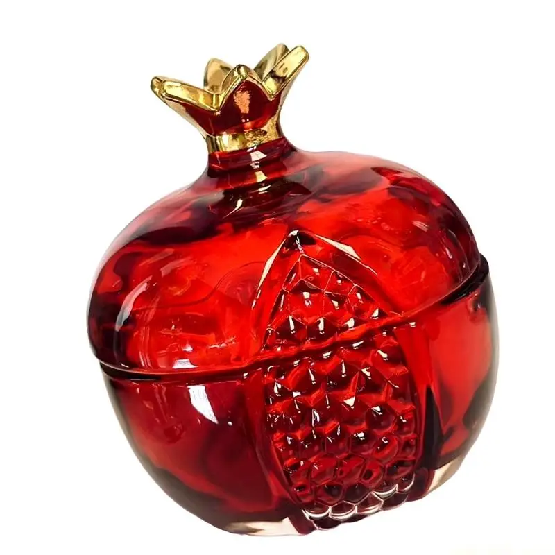 QX2E Festives Glass Pomegranate Jar for Candy Storage Kitchen Decors Multifunctional Use