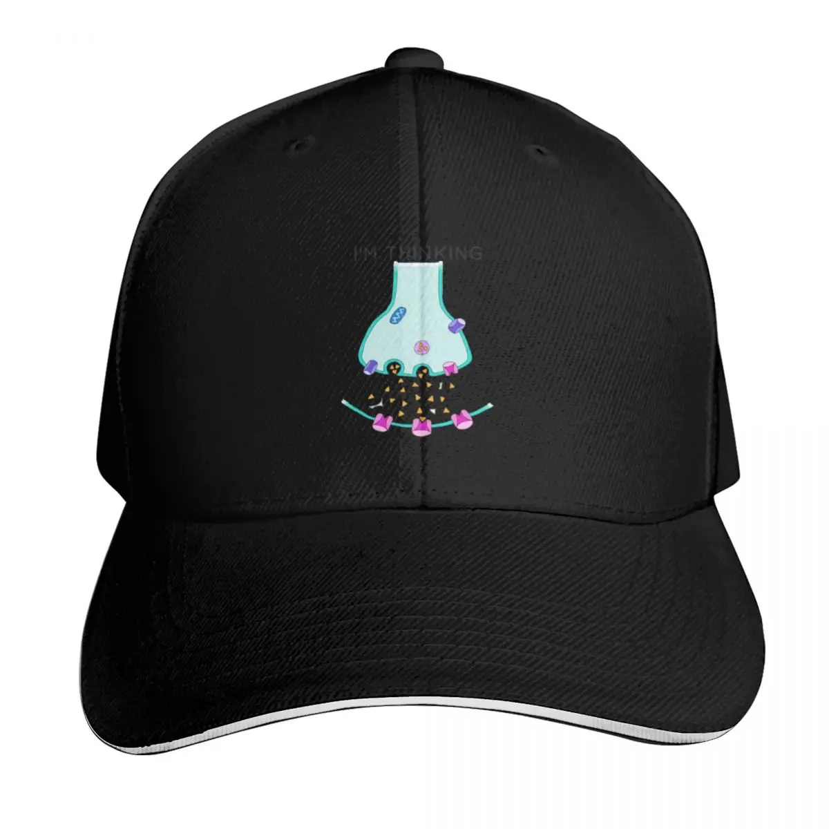 I'm Thinking Synapse Baseball Cap Cotton Twill Breathable Contrast Two Tone Brim Snapback Flat Bill