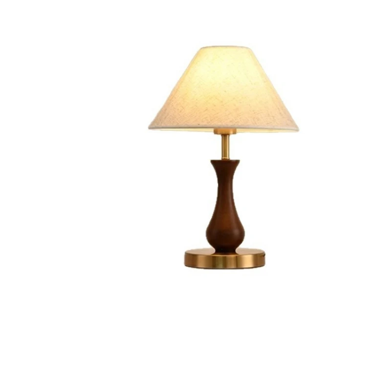 

Solid wood medieval desk lamp new Chinese three-color high-end atmosphere bedroom bedside lamp