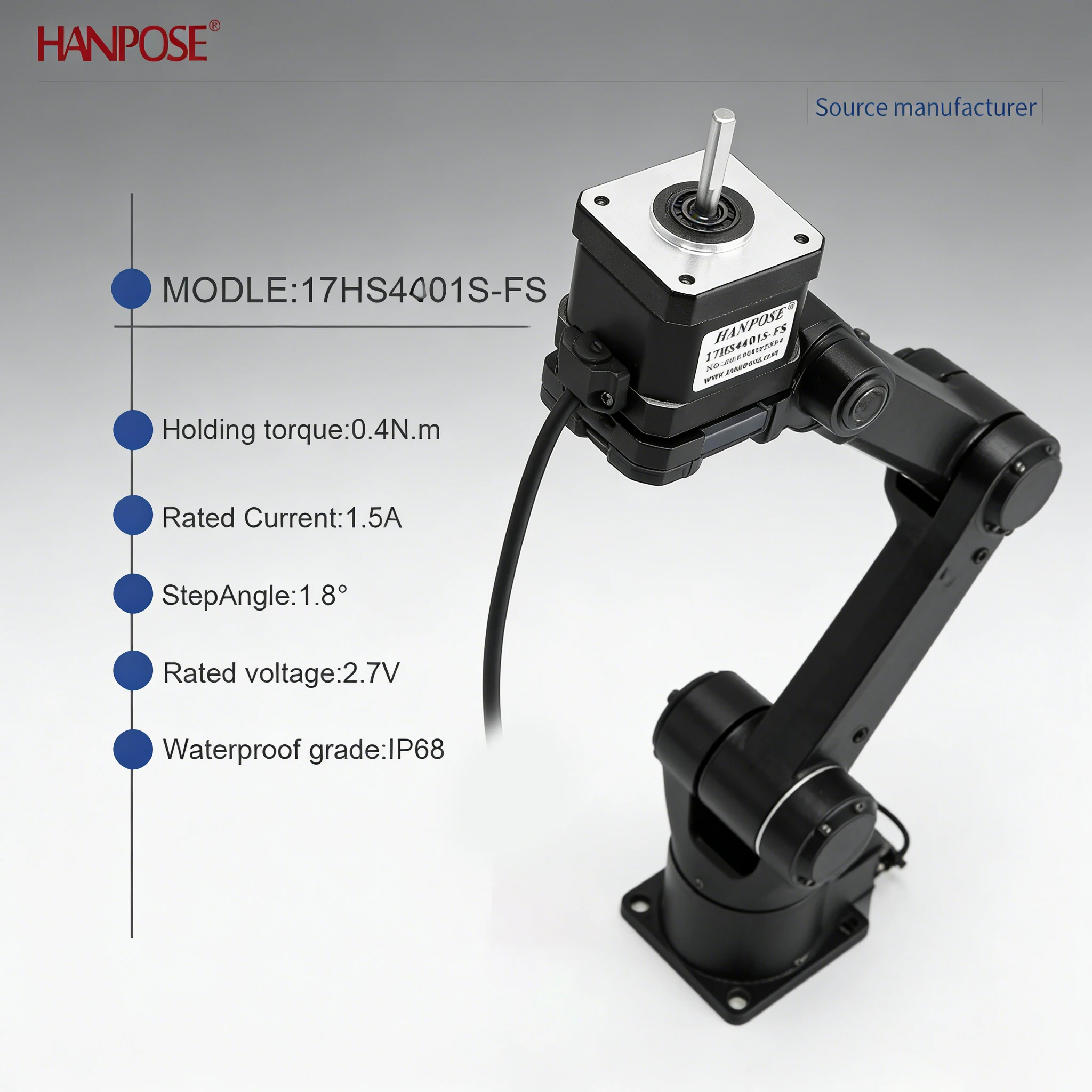 NEMA17 17HS4401S-FS Waterproof Stepper Motor 0.4N.m 1.5A 3D Printing Accessories Motor Manufacturer Direct Sales NEMA17