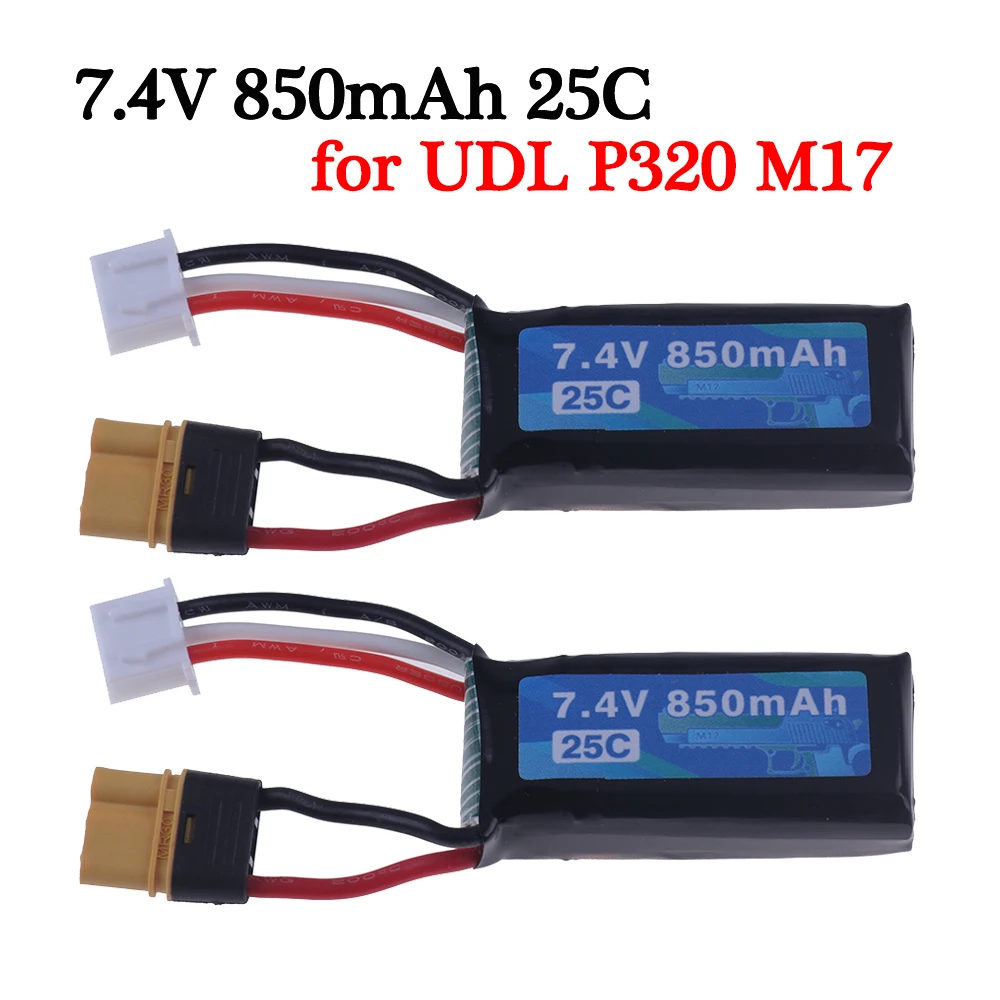 7.4V 850mAh 25C Lithium Toys-Pistol Battery For UDL P320 M17 Simulation Model Toy Gun Spare Battery Accessories