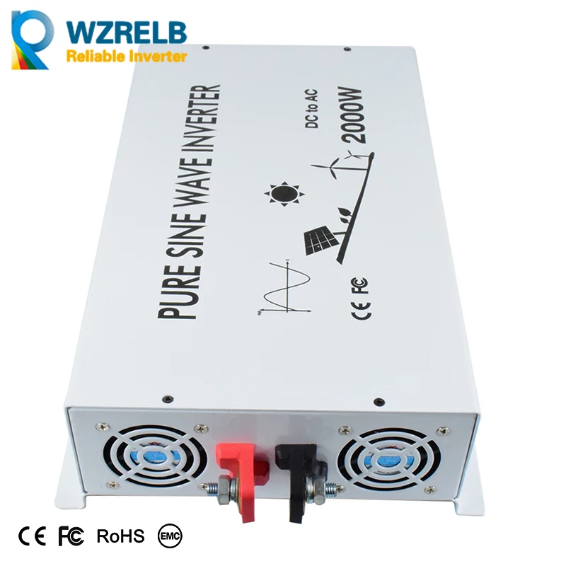 WZRELB 2000W Pure Sine Wave Solar Inverter Car&Home Appliance Off Grid Power Converter 12V 24V 48V DC to 100V 120V 220V 230V AC