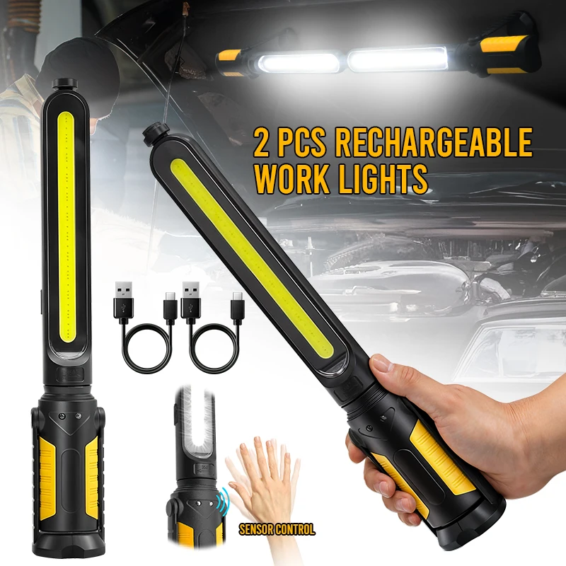 Mechanic Work Light Bar,with Sensor Control - 2400LM LED, 4400mAh Rechargeable Underhood Work Light with Hooks & Magnetic Base for Car Repairing