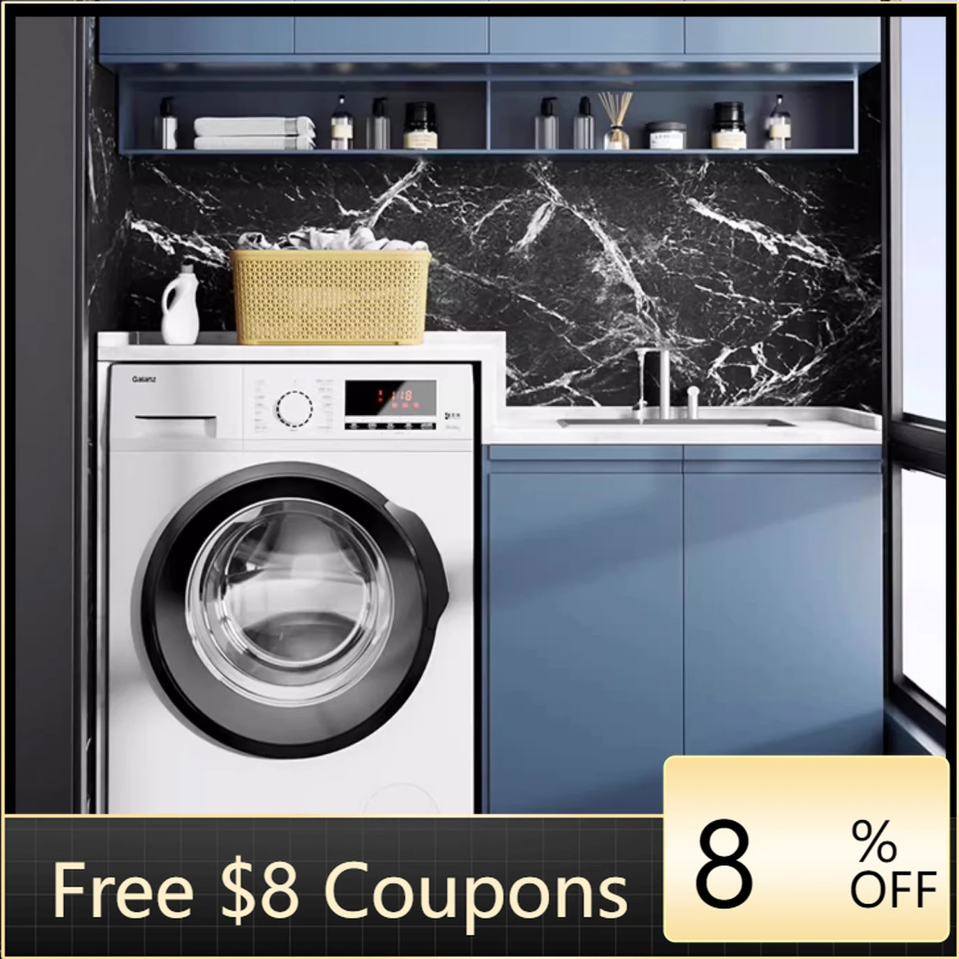 STLF2025 Galanz Washing Machine 10kg Automatic Front Load Clothes Washing Machines with 15 Wash Programs for Home