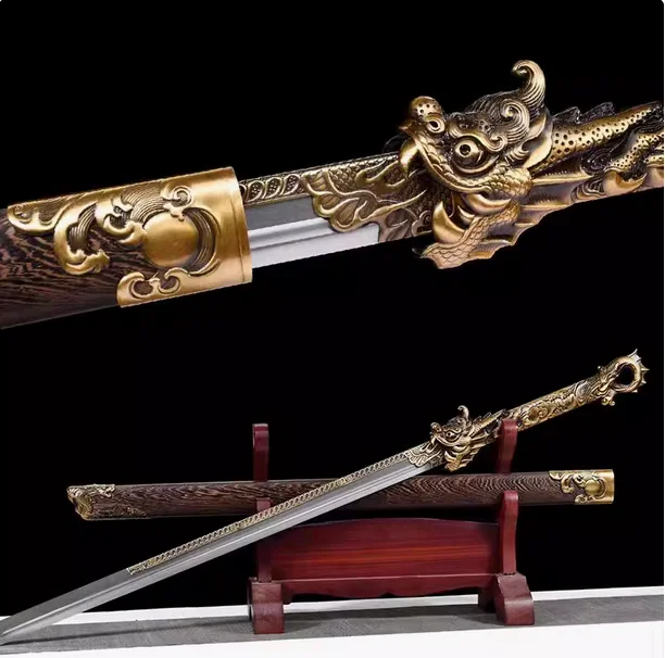 Traditional Kungfu Battle Sword,Several Styles,Real Multi Refined High Manganese Steel Baked Blade,Metal Handle,Unsharp -3