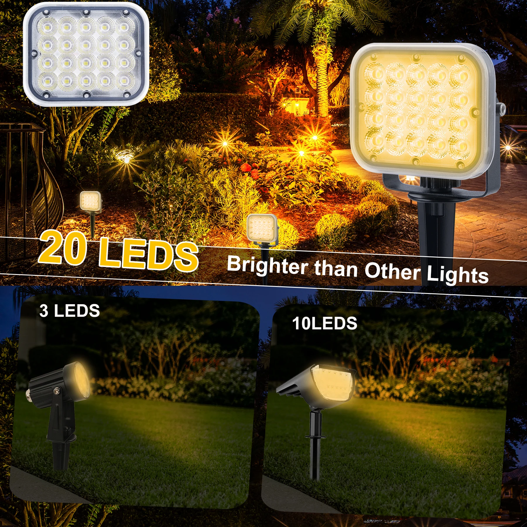 Solar Light Outdoor Street 4 em 1 à prova d\'água Solar Holofotes para Yard Wall Pathway Paisagem Decor RGB LED Garden Lawn Lamp