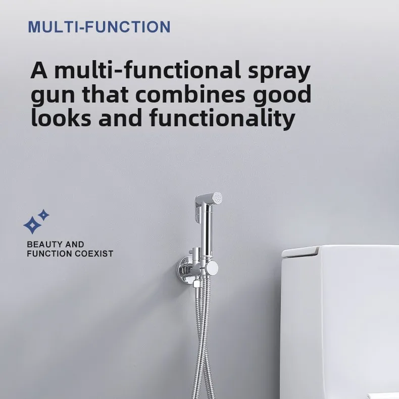 Copper Pressurized Bidet Spray Gun with Independent Switch, Handheld Female Washer Nozzle, Bathroom Cleaning Faucet Set