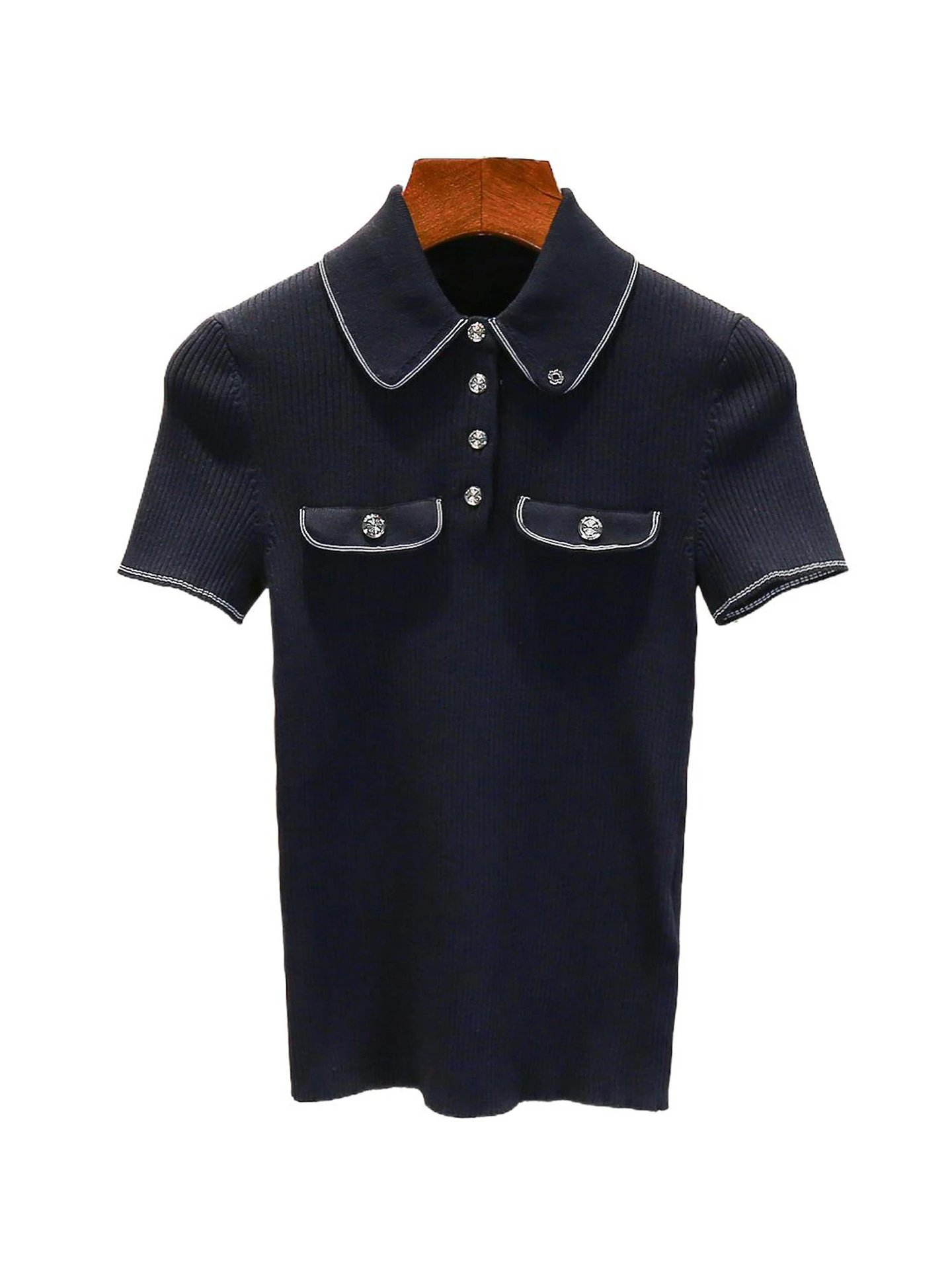 

M Home Nan You Высококачественный женский летний повседневный трикотажный топ Ne Slim Fit T irt Sle Commute Простая трикотажная одежда