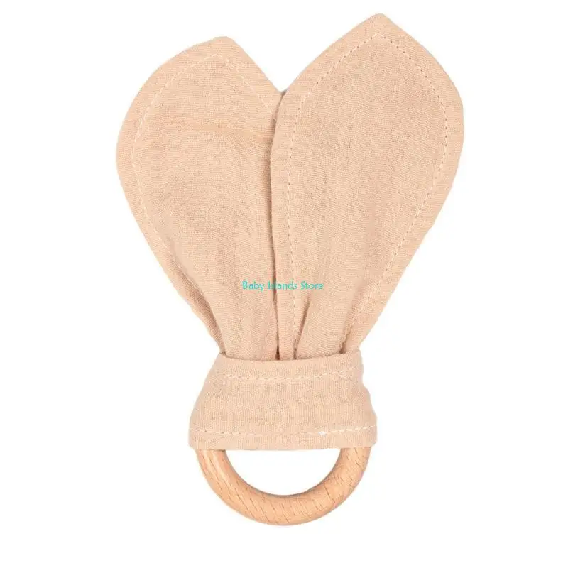 K92D لعبة التسنين للأطفال الكرتون الأرنب الأذن الخشب عضاضة لتقوم بها بنفسك أداة المضغ