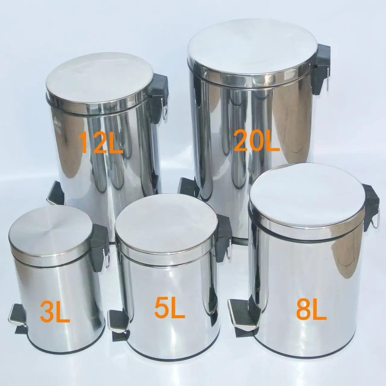 Manufacturer Wholesale 12 Liters Stainless Steel Foot Pedal Trash Can Sanitary Hotel Household Storage Bin Lid Kitchen Bathroom