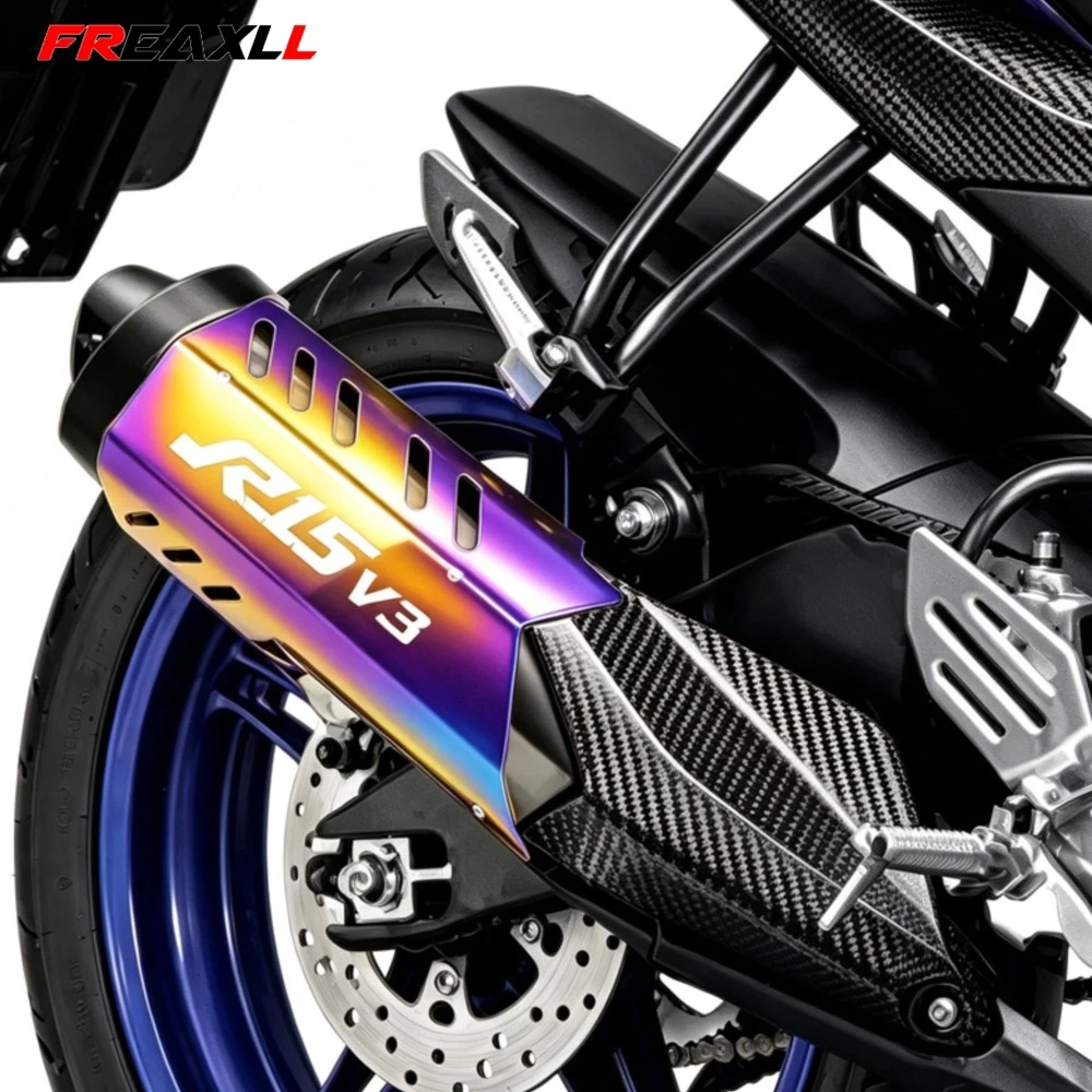 Motorcycle Aluminun MT-15 MT15 For Yamaha YZF R15 V3 2017 2018 2019 2020 Exhaust Hood Muffler Tube Cover Heat shield Protection