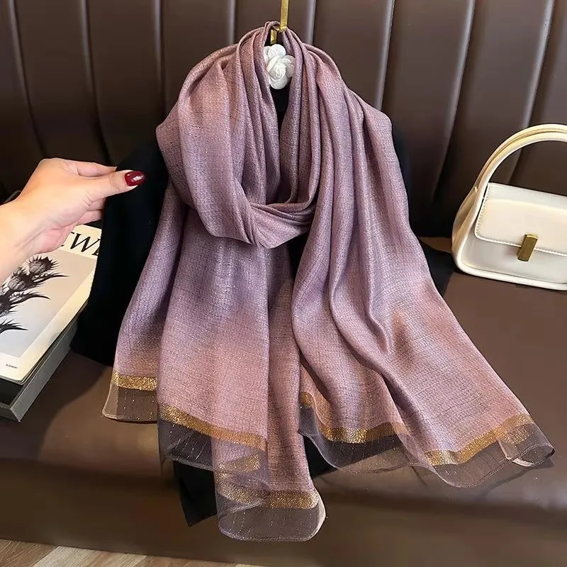 

Silk wool scarf Shawls and Wraps for Women stripe Bufandas Foulard Headkerchief Pashmina Poncho Scarves Headband Hijab Bandana