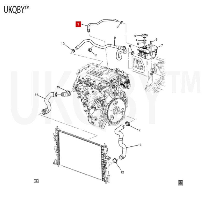 Suitable for Op el Ch ev ro le t Cr uz e 1.4 T warm air water pipe kettle cooling pipe 13251447 1336360