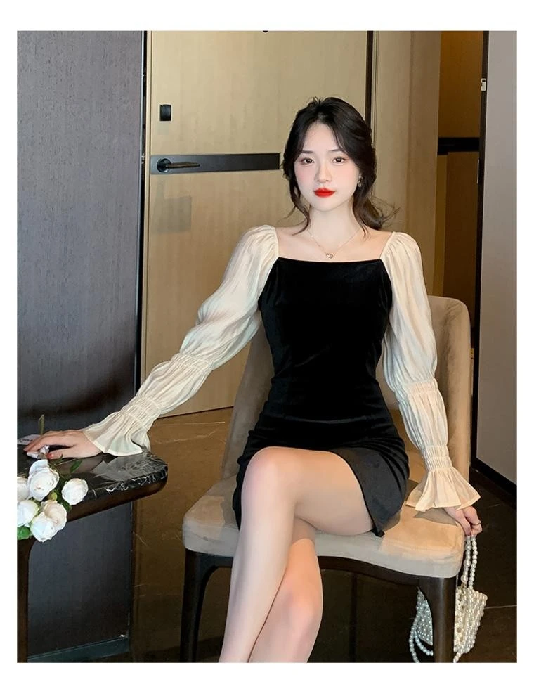 فساتين نسائية بأكمام طويلة فستان خريفي من القرون الوسطى مشروط بيج سموكينج مكشكش الخصر مناسب نصف الياقة المدورة الحد الأدنى مستقيم #6