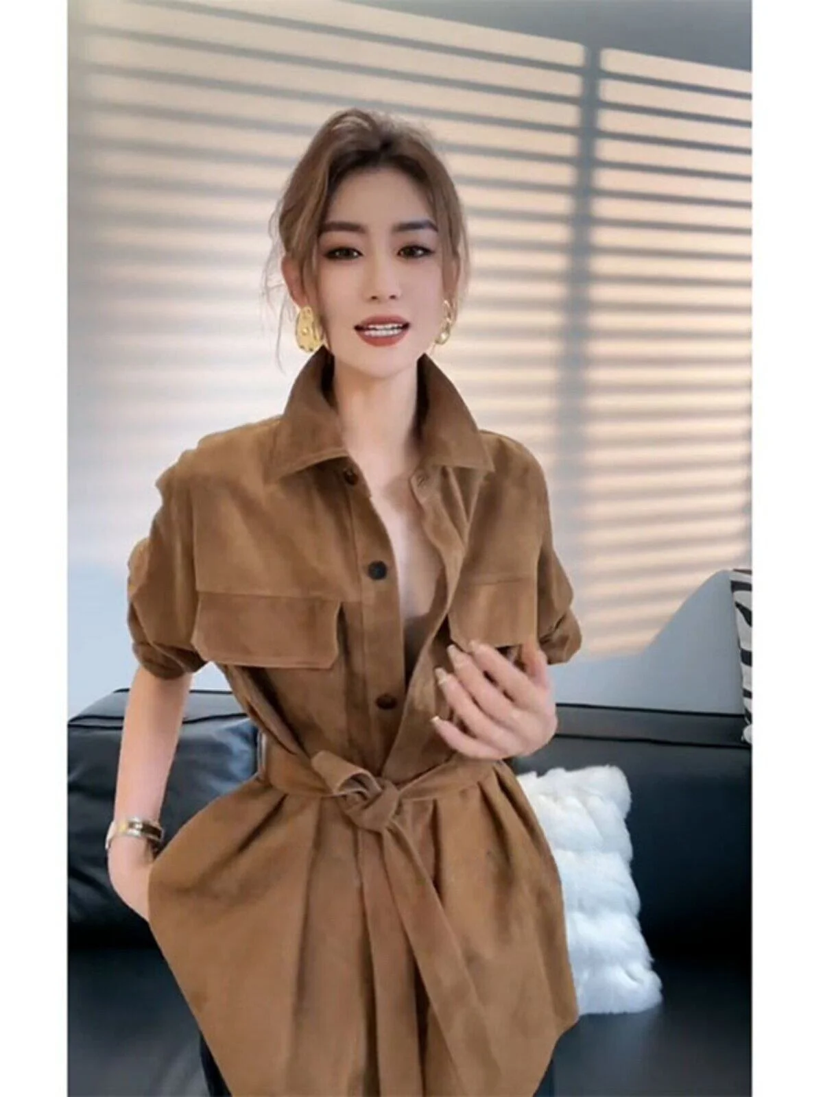 Summer High-End European Style Kaki Color Outerwear Women's Boring Series Fashionable Unique Beautiful Small Fragrance Wind