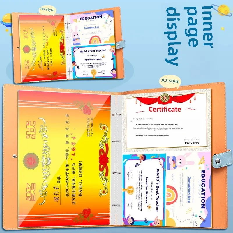 Award Certificate Collection Album Kids Artwork Storage Folder Organizer Honor Certificate Storage Album Child Art Portfolio