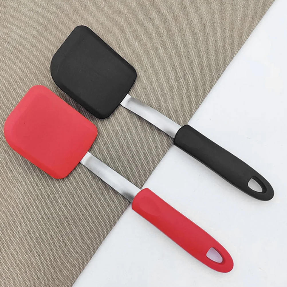 

2pcs Silicone Spatula Non-stick Stainless Steel Handle Kitchen Cooking Supplies Mini Mini Silicone Spatula Wok Safe Portable