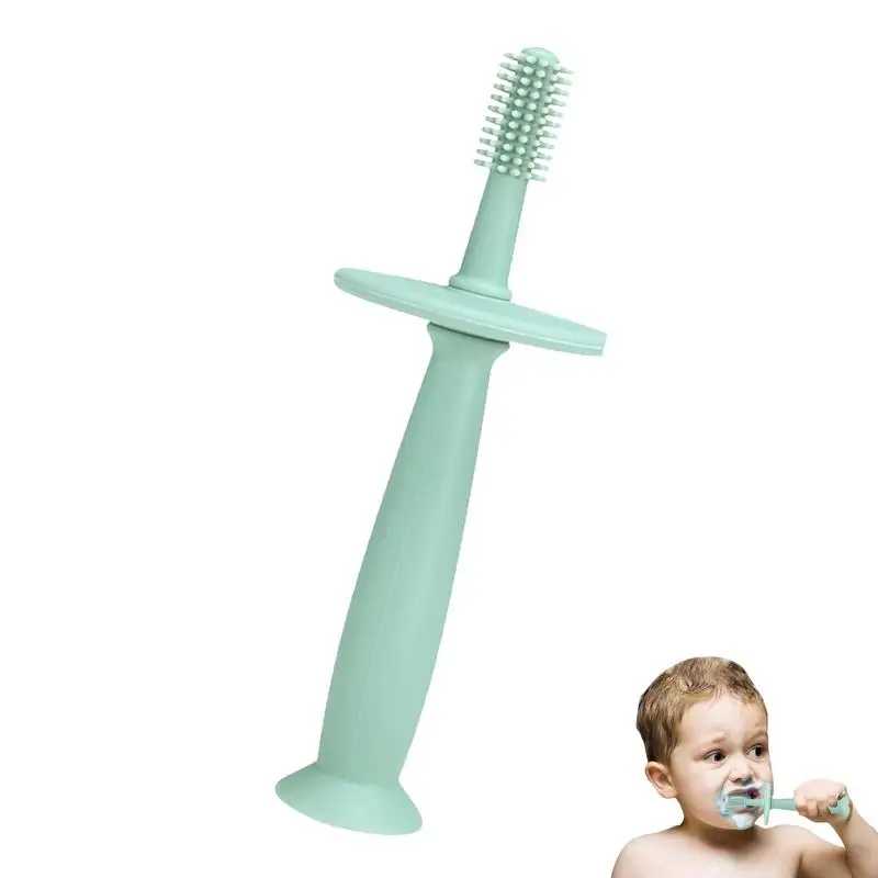 

Infant Teether Toothbrush 360Training Toothbrushes With Suction Base Soft Toddler Teether Silicone Teething Toys/Pacifier Gum