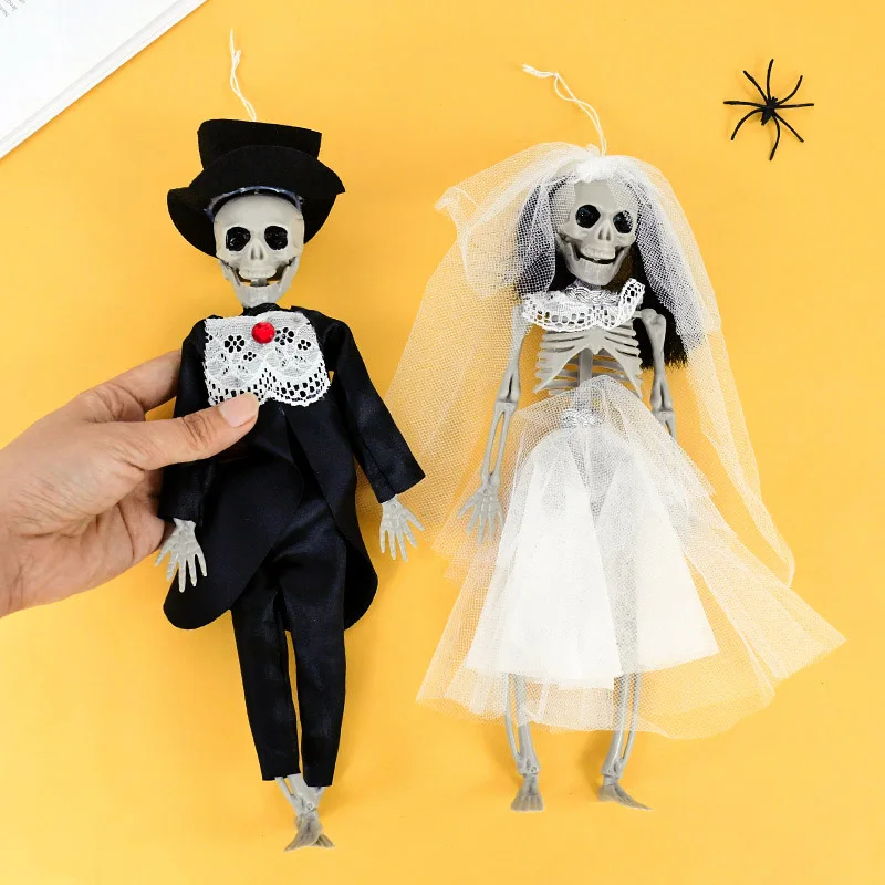 Halloween Skelett Braut und Bräutigam Paar Ornament Schädel Knochen hängen Dekoration für zu Hause Spukhaus Horror Requisiten Bar Dekor