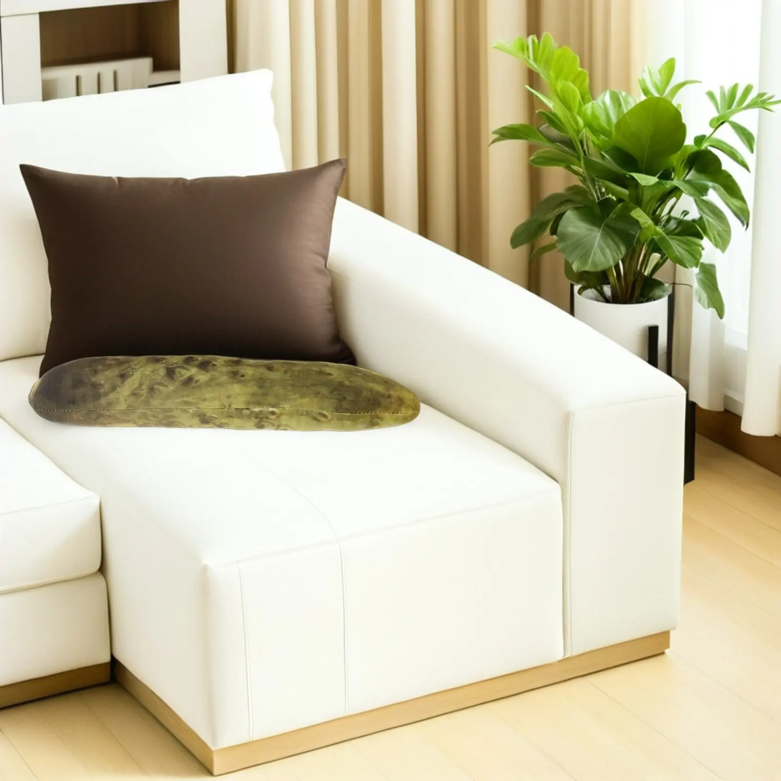 

2Pcs Funny Food Pillow 17x3 Inch Realistic Pickled Cucumber Shape Soft Stuffed Cushion for Sofa Bed Decor Novelty Throw Pillow