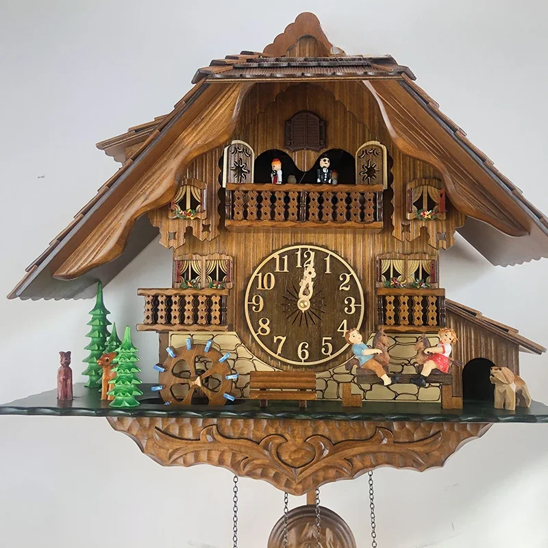 Ride a Cock Horse Pavilion Dynamic Sweet Bell Cuckoo Wall Clock European and  Living Room Villa Room Quartz Clock