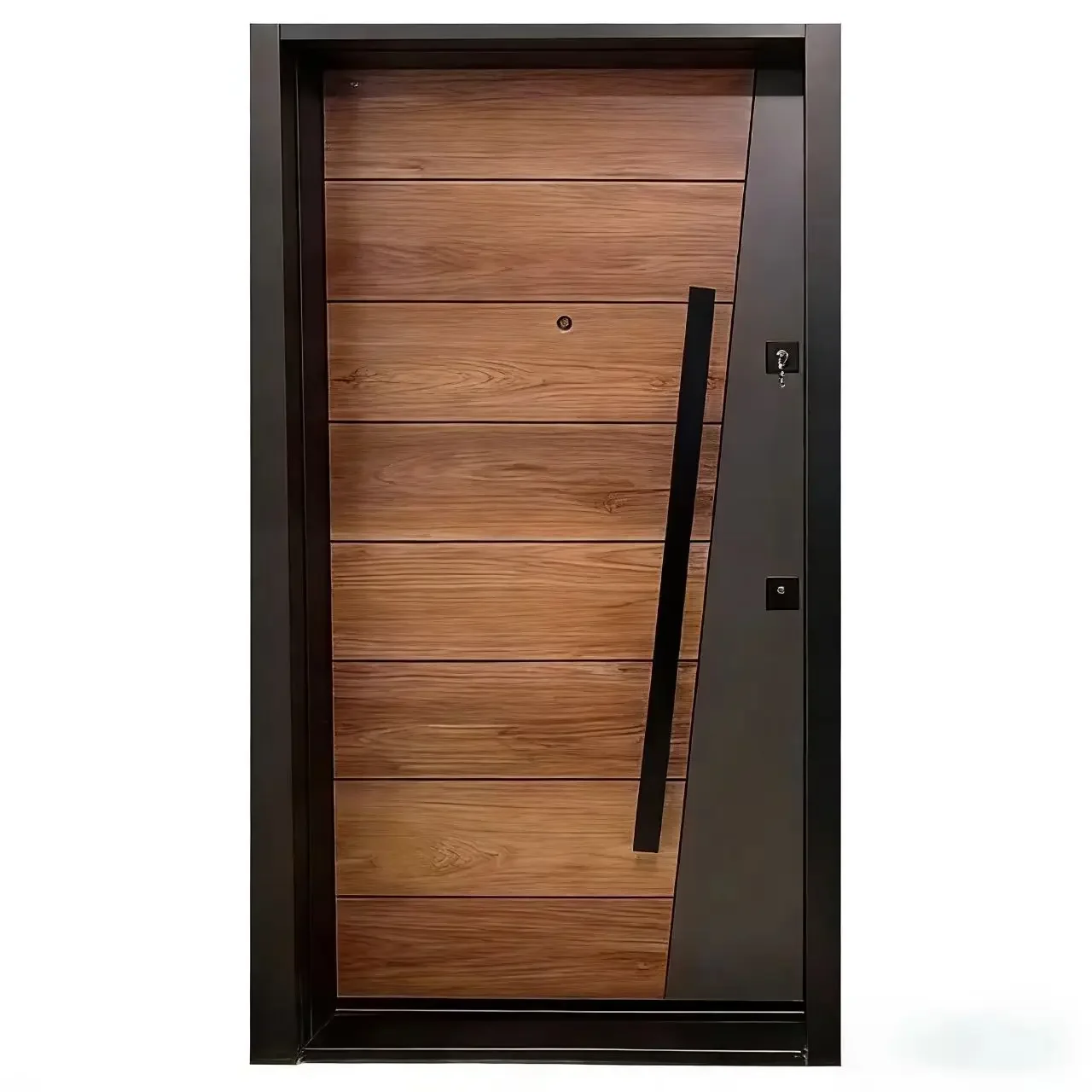 xx-Customization Wood Grain Aluminum Alloy Manual Pivot Entry Door Waterproof Finished Surface For Hotel & Villa Exterior Use