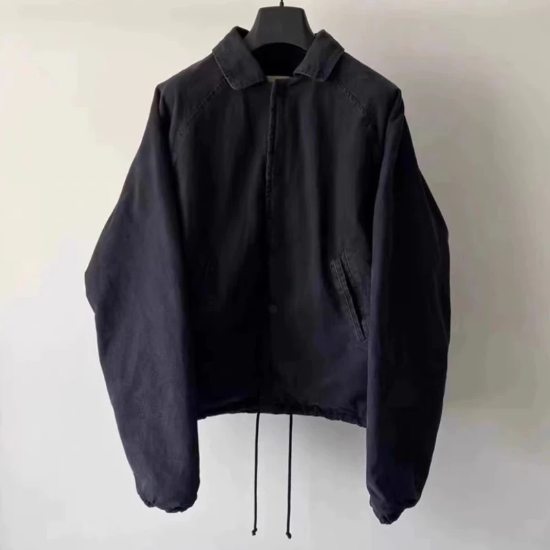 

Vintage Do Old YZY KANYE WEST Jacket Winter High Street Washed Black Fashionable Fleece Kanye West Outerwear