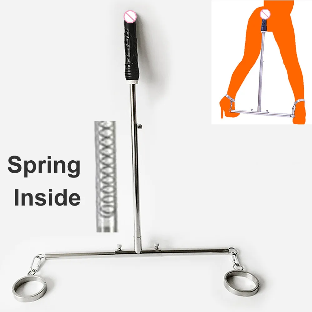 Dispositivo de aço inoxidável BDSM Bondage, T Metal Frame, Anklecuffs, Dildo Plug Anal, Barra Espalhadora, Perna Aberta Brinquedos Sexuais para Casais, Adulto 18