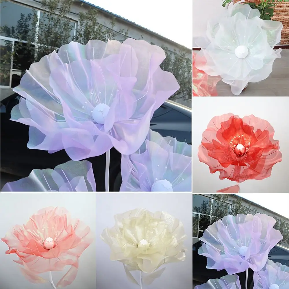 50cm Big Simulation Flower Window Display 3D Large Artificial Flowers Hanging Gauze Hollow Fake Flower Wedding