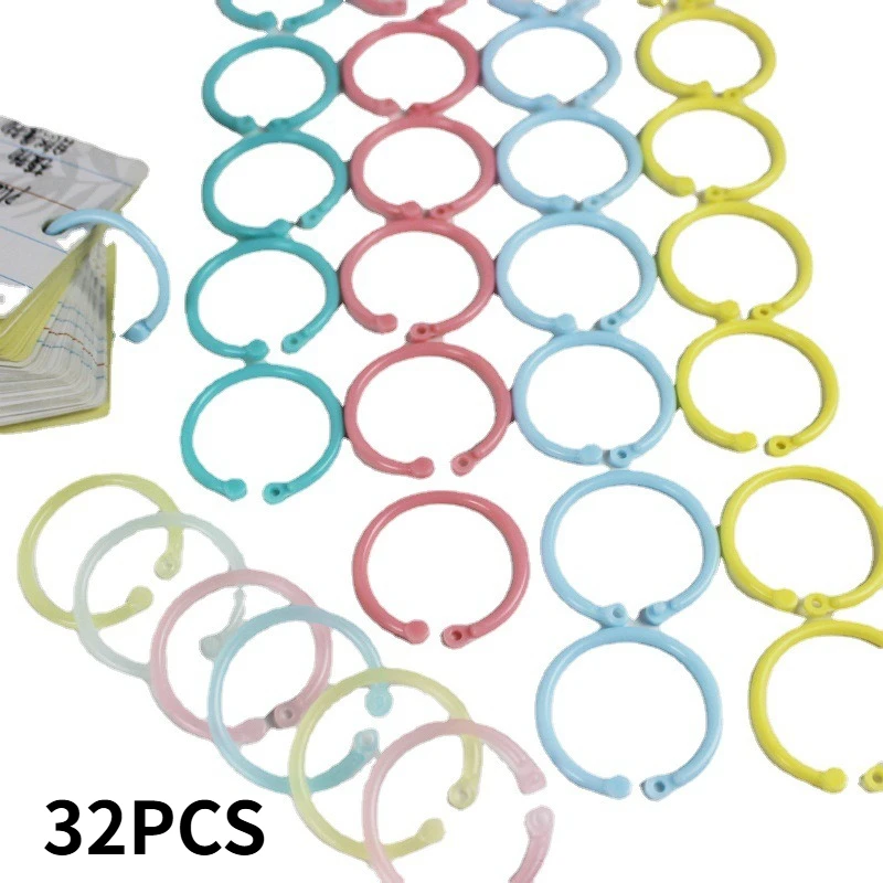 32 random color loose-ring cards, creative multi-functional free-form rings, open rings, card punching rings, creative storage