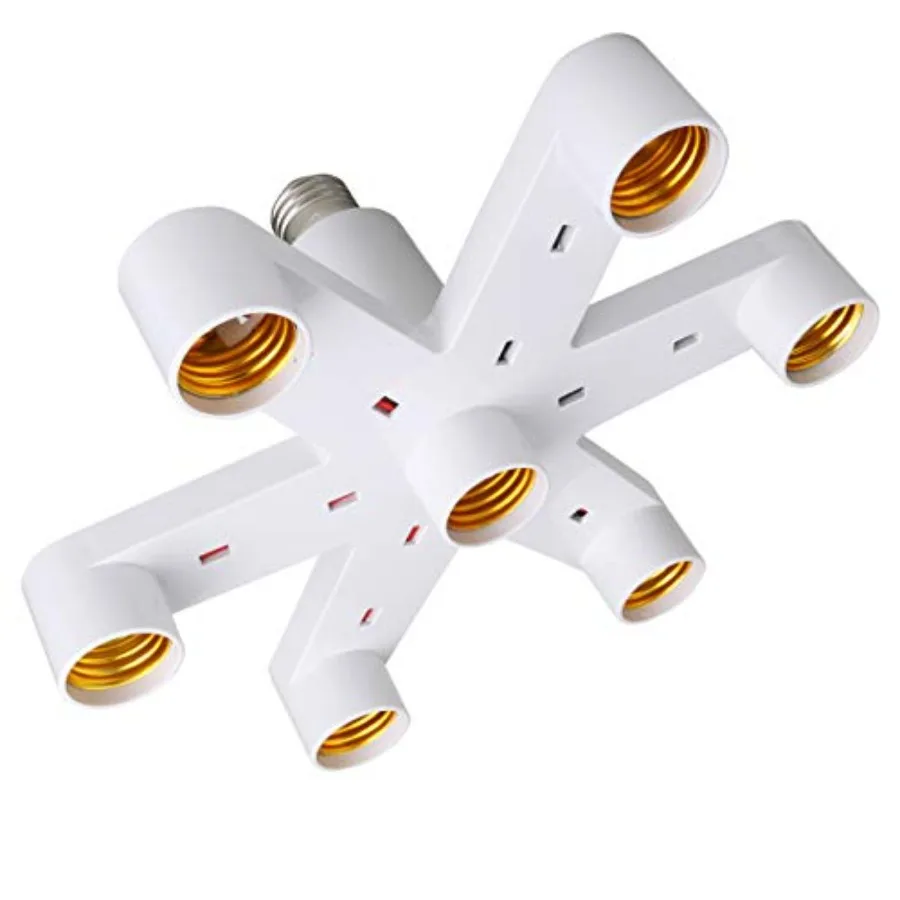 E26/E27 7 in 1 Light Bulb Socket Splitter Adapter, Standard LED Bulbs Lamp Base Holder Converter, Each Port 60 Watt, Total 420