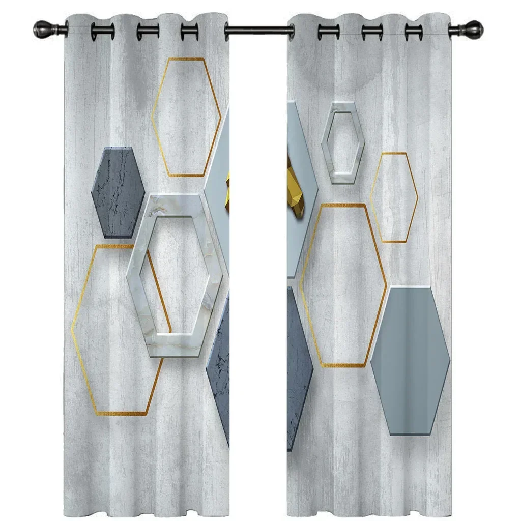 

HUANZHUANG Window Curtains Nordic Geometric Elk Print Window Drapes For Kids Room Decor Grommet Top 2 Panel Set Bedroom Curtains
